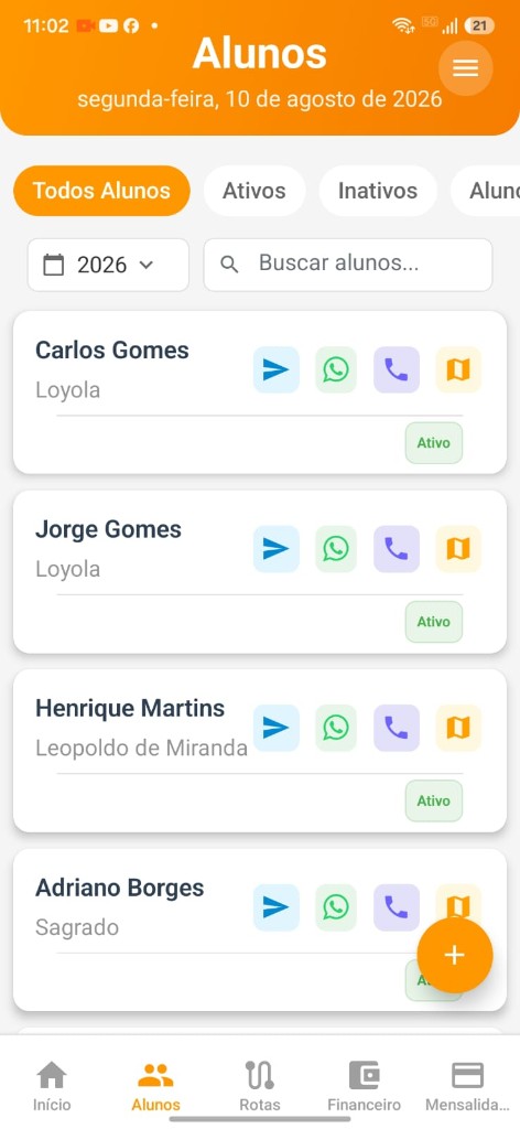 Tela Alunos