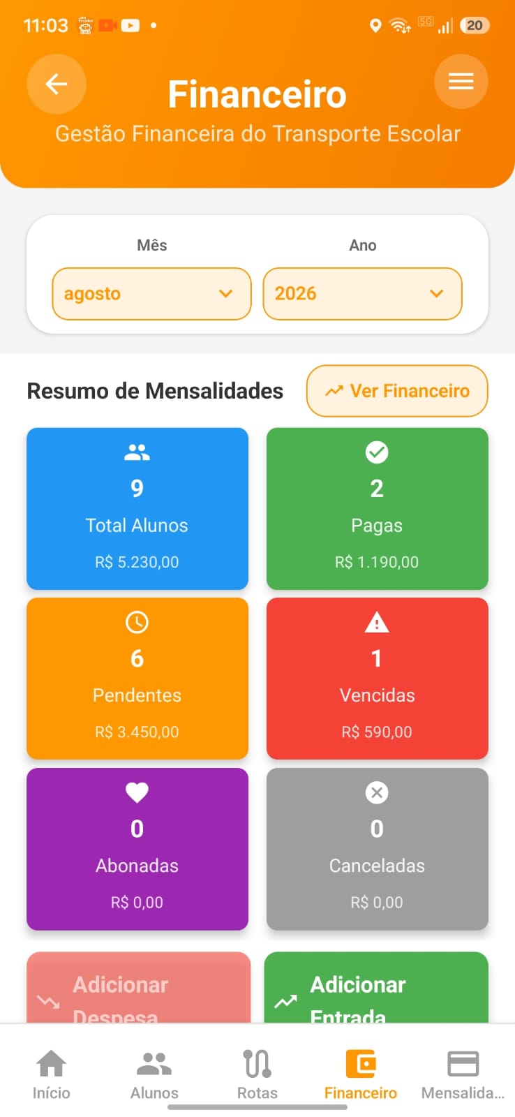 Tela Financeiro